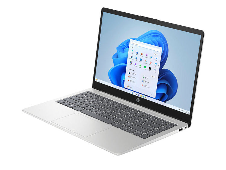 لابتوب HP 14-em0010ne، معالج Ryzen 5 7520U، ذاكرة 16 جيجابايت RAM، سعة تخزين 256 جيجابايت SSD، شاشة 14 بوصة FHD، نظام Windows 11، لون فضي طبيعي.