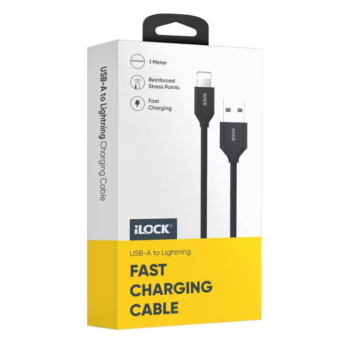 كابل I-Lock للشحن السريع والبيانات USB-A إلى Lightning بطول 1 متر