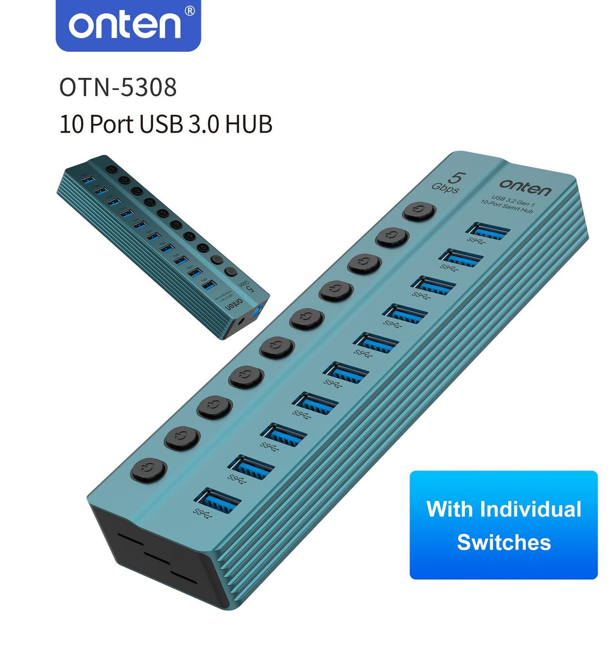 اونتن موزع منافذ١٠ في ١ USB 3.2 Gen مع أزرار منفصلة OTN-5308