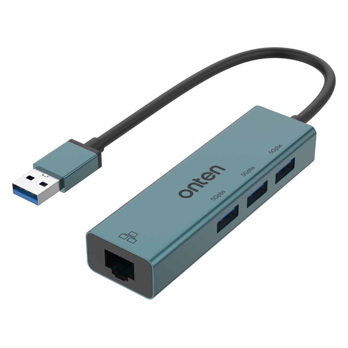 اونتن بطاقة شبكة USB 3.0 + محول جيجابت إيثرنت HUB بثلاثة منافذ، OTN-5221