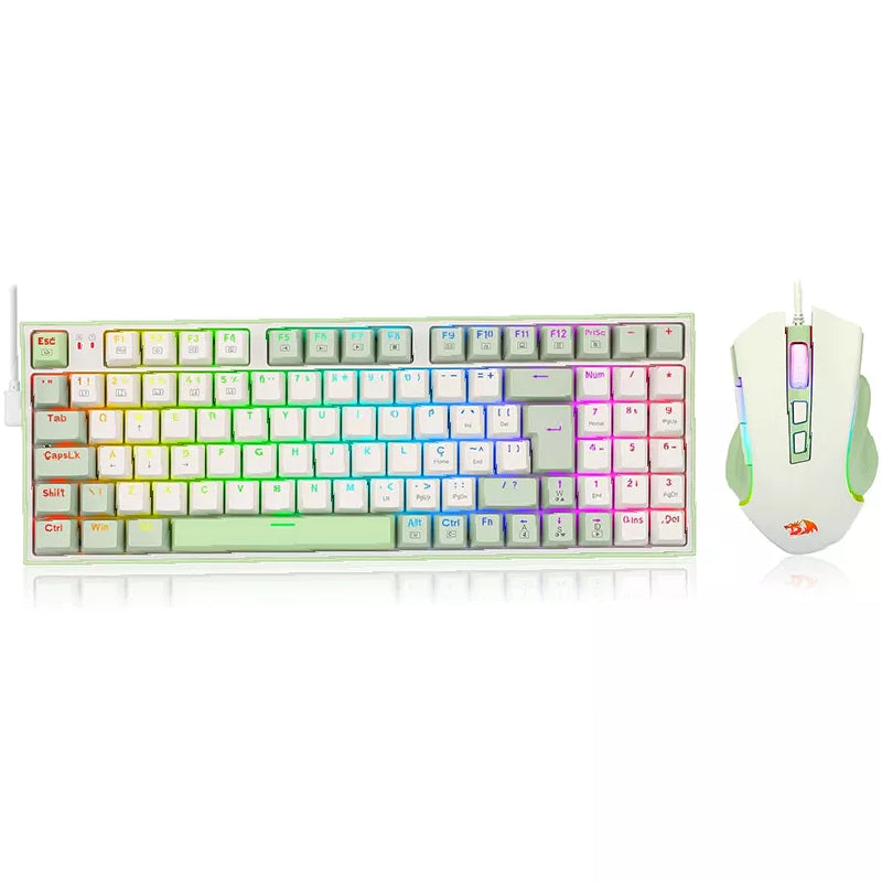 ريدراجون S134 Ultimate Gaming Rig لوحة مفاتيح وماوس ميكانيكية للألعاب أبيض مع ماتشا