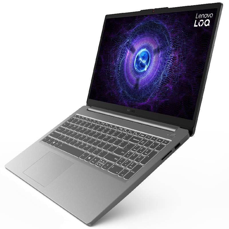 لابتوب لينوفو LOQ Essential 15IAX9E بمعالج Intel Core i5-12450HX، 16GB RAM، SSD، كارت NVIDIA GeForce RTX 3050 6GB، شاشة 15.6 بوصة FHD بتردد 144Hz، ويندوز 11 رمادي لونا