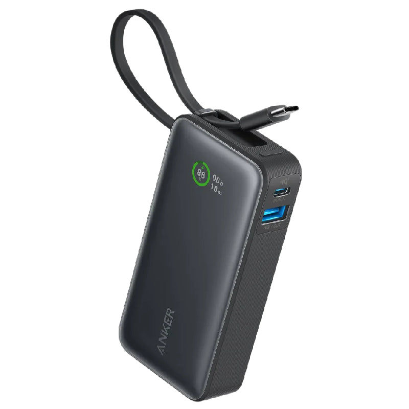 أنكر نانو 10000 مللي أمبير باور بانك، 30 واط، كابل USB-C مدمج،