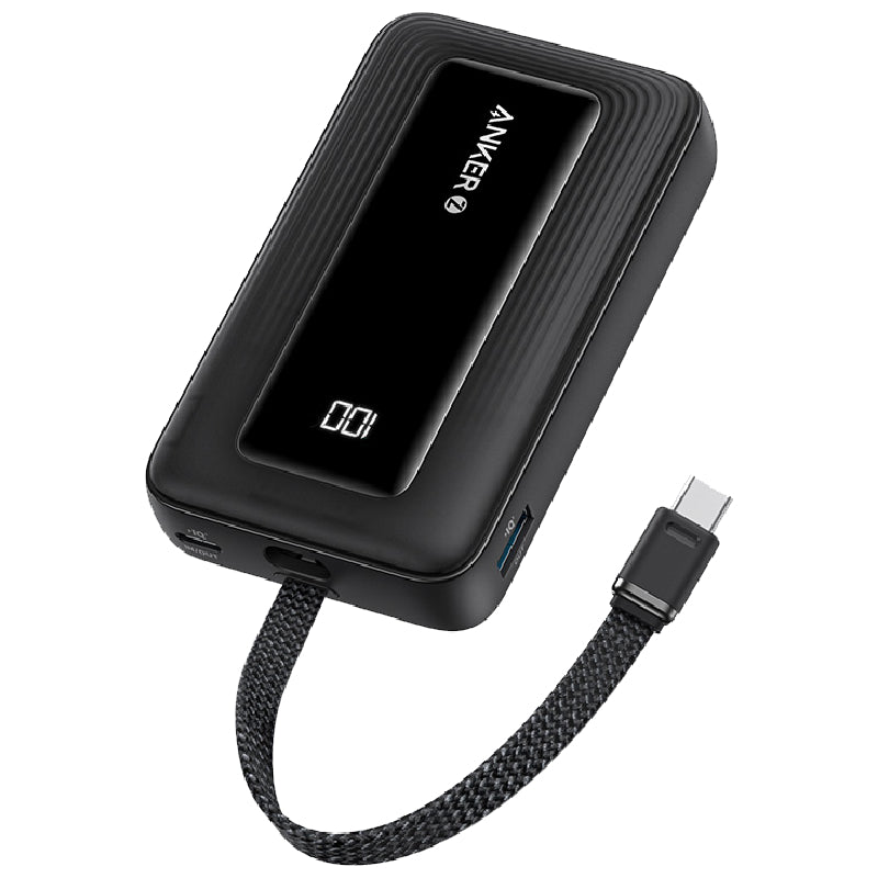 أنكر زولو باور بنك بسعة 10000 مللي أمبير، 30 واط، مزود بكابل USB-C مدمج،