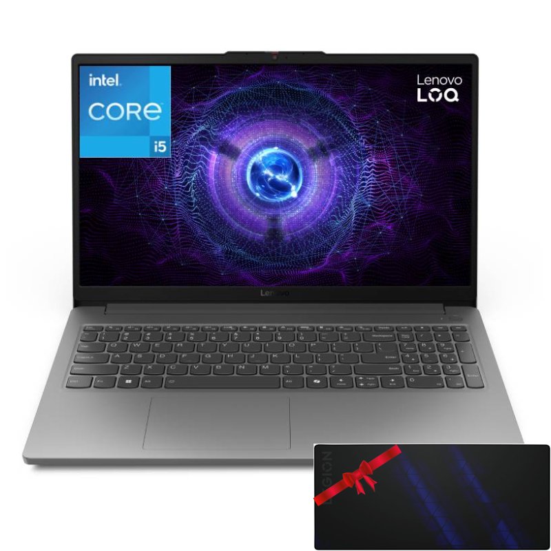 لابتوب لينوفو LOQ Essential 15IAX9E للألعاب بمعالج Intel Core i5-12450HX، 16GB RAM، SSD، كارت NVIDIA GeForce RTX 3050 6GB، شاشة 15.6 بوصة بتردد 144Hz رمادي لونا