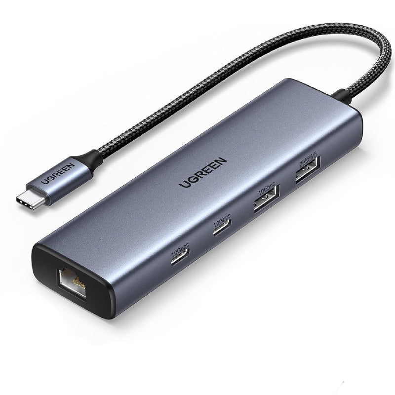 يوجرين موزع USB-C 6 في 1 مع إيثرنت 10 جيجابت في الثانية، 2 منفذ USB-C 3.2، 2 منفذ USB-A، 45320