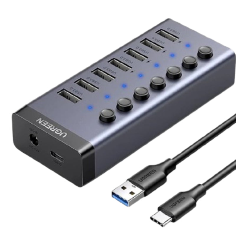 يوجرين 90307 موزع USB-C إلى 7 منافذ USB-A 3.0 DC 12V