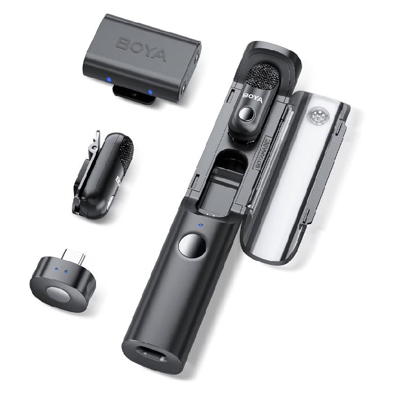 بويا Magic-03 ميكروفون لاسلكي بتقنية الذكاء الاصطناعي، قابل للتحويل، بمنفذ USB-C ومنفذ ‎3.5 مم مع علبة شحن