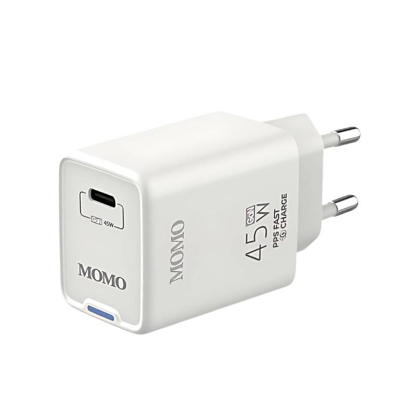 شاحن حائط MOMO Mini Turbo Fast بقوة 45 وات MO-066606 أبيض