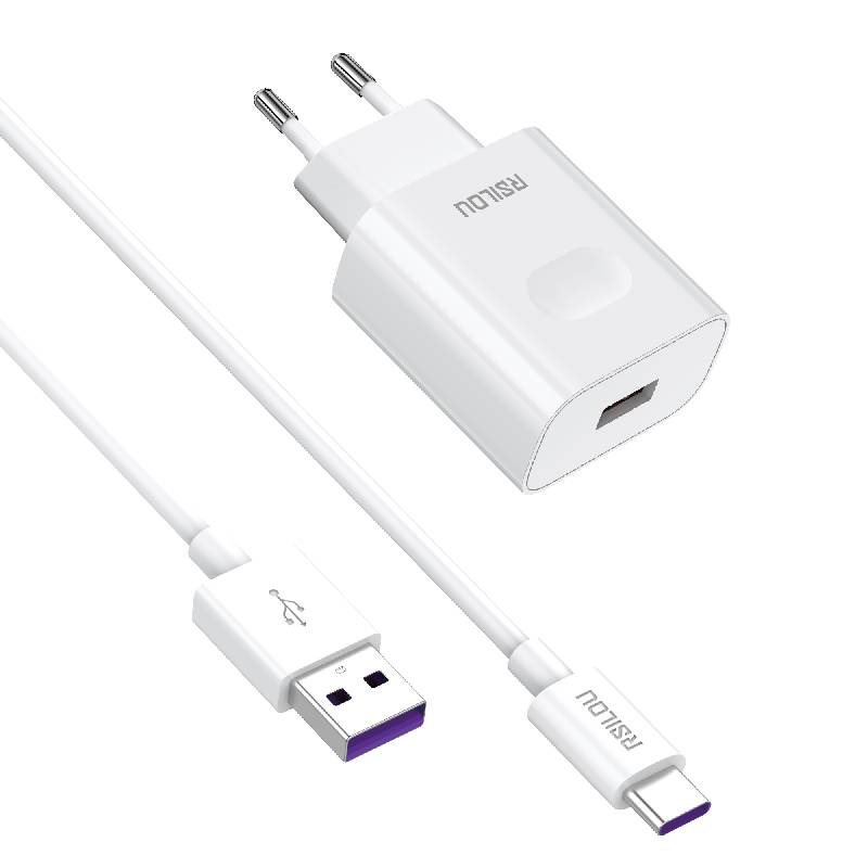 شاحن RSILOU USB-A إلى Type-C بقوة 20 وات مع كابل R4222-002B أبيض