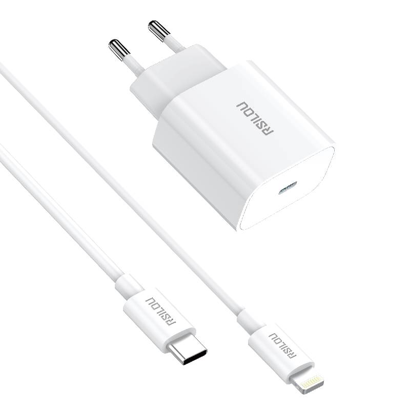 شاحن RSILOU Type-C إلى Lightning بقوة 20 وات مع كابل R4232-002B أبيض