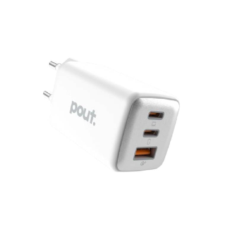 شاحن حائط POUT GaN بقوة 65 واط USB-C وUSB-A