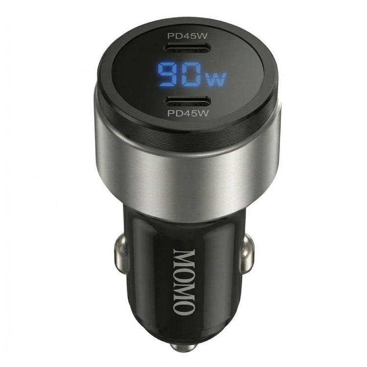 شاحن سيارة MOMO Mini Turbo بمنفذين USB-C بقدرة 90 وات MO-055504 أسود