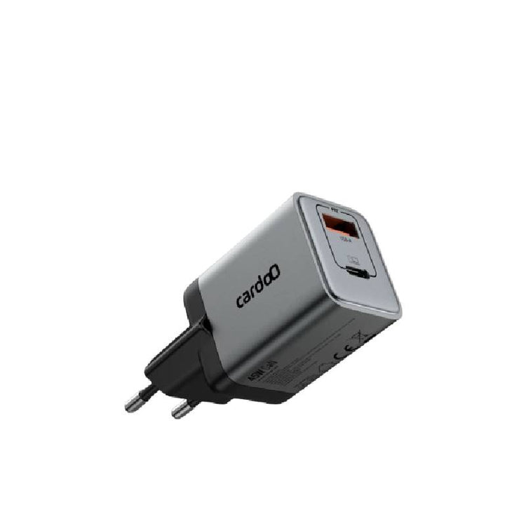 شاحن حائط Cardoo بقوة 45 وات PD بمنفذي USB-C وUSB-A أبيض