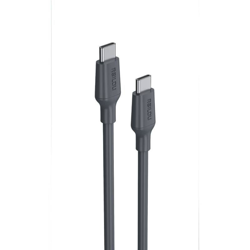 كابل RSILOU USB Type-C إلى USB Type-C للشحن السريع 60 وات بطول 120 سم أسود
