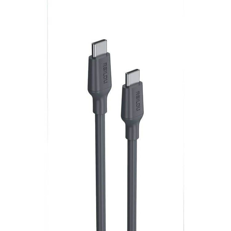 كابل RSILOU USB Type-C إلى USB Type-C للشحن السريع 60 وات بطول 120 سم أسود