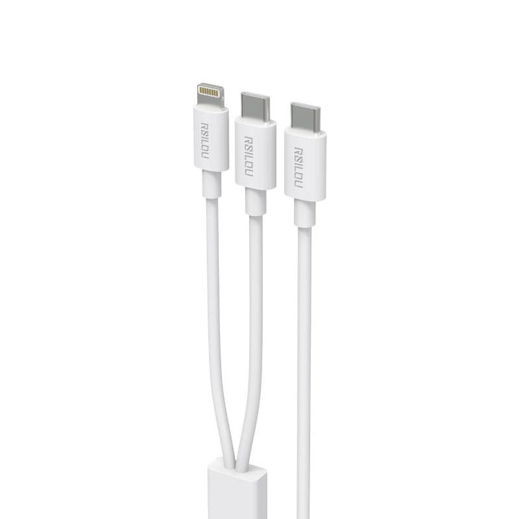 كابل شحن Rsilou 2 في 1 USB-C إلى Lightning وUSB-C بقدرة 60 واط بطول 1.2 متر، R2024-001 أبيض