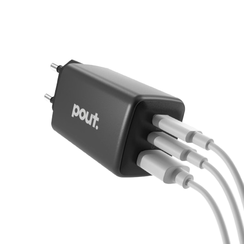 شاحن حائط POUT GaN بقوة 65 واط USB-C وUSB-A