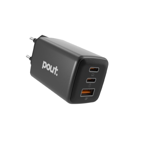 شاحن حائط POUT GaN بقوة 65 واط USB-C وUSB-A
