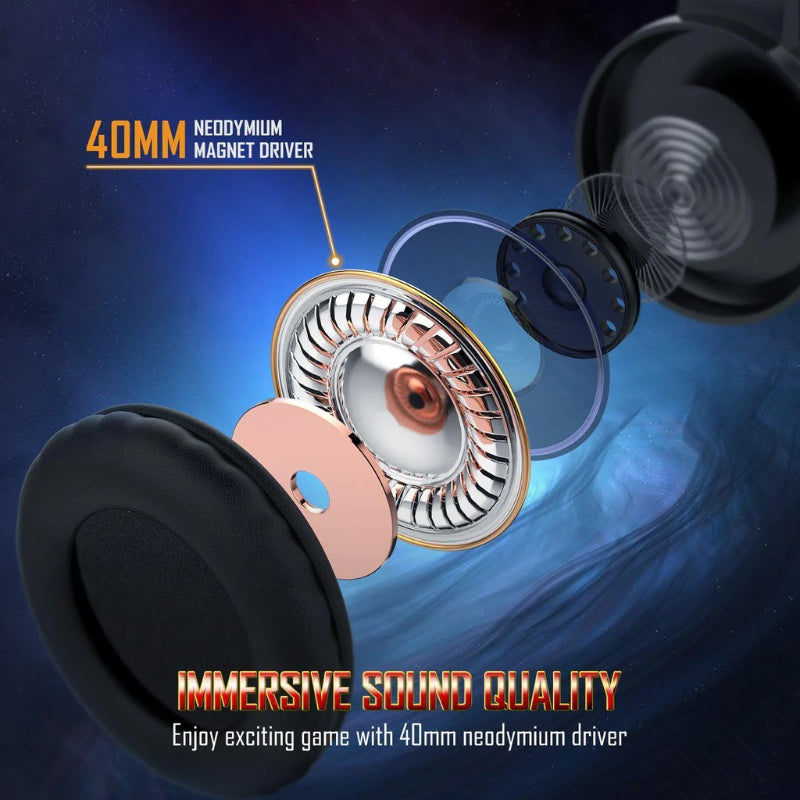 سماعات أونيكوما ألعاب سلكية RGB LED K19 أبيض كامو