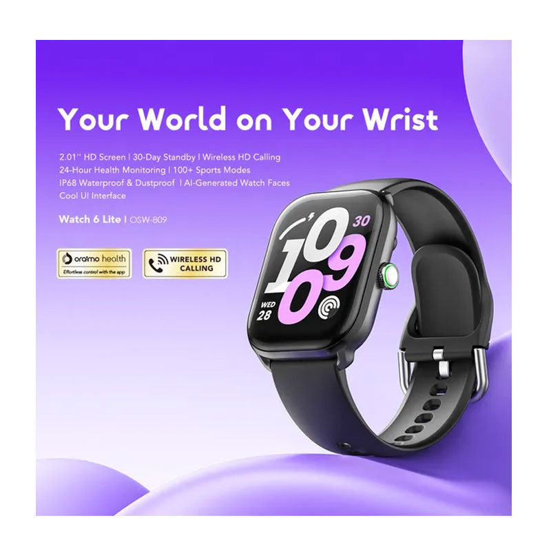 ساعة سمارت اورايمو ووتش 6 لايت ، مقاس 2.01 بوصة ، اسود OSW-809