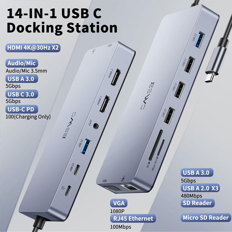 هب UGREEN 11 في 1 USB-C إلى 3 منافذ USB-C/2 منفذ USB-A/ /TF/3.5 ملم رمادي