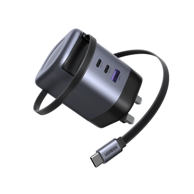 UGREEN 100W GaN Fast Home Charger Adapter with Retractable Cable X616