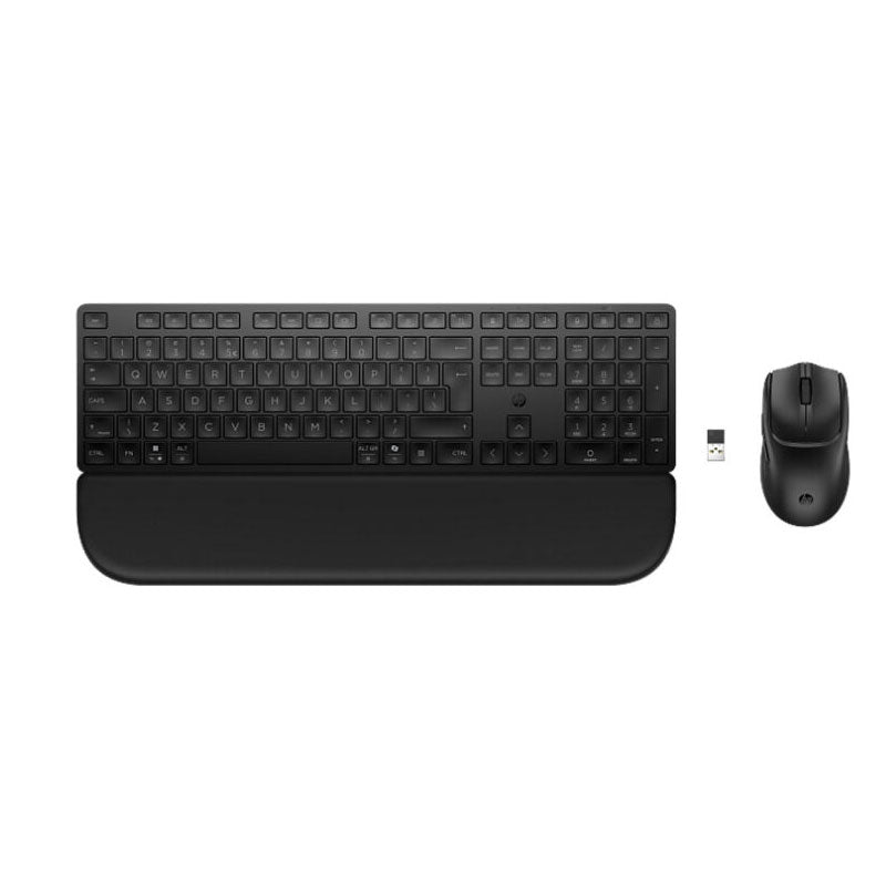 طقم لوحة مفاتيح وماوس HP 580C ثنائي الاتصال مع مسند راحة لليد أسود BD5F2AA