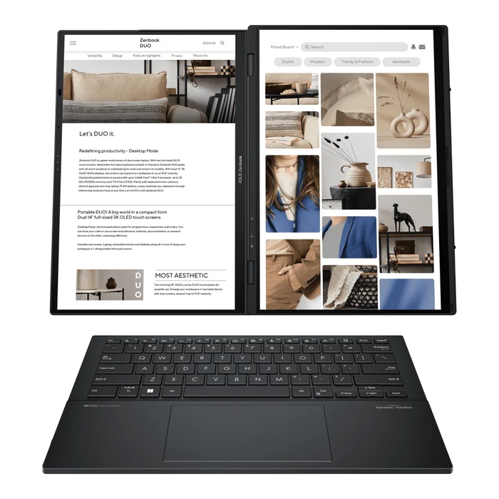 ASUS Zenbook Duo G16، Core Ultra 9 285H، رام 32GB، SSD ، Intel Arc، شاشة 14" FHD، Windows 11، UX8406CA-QL319W، رمادي Inkwell