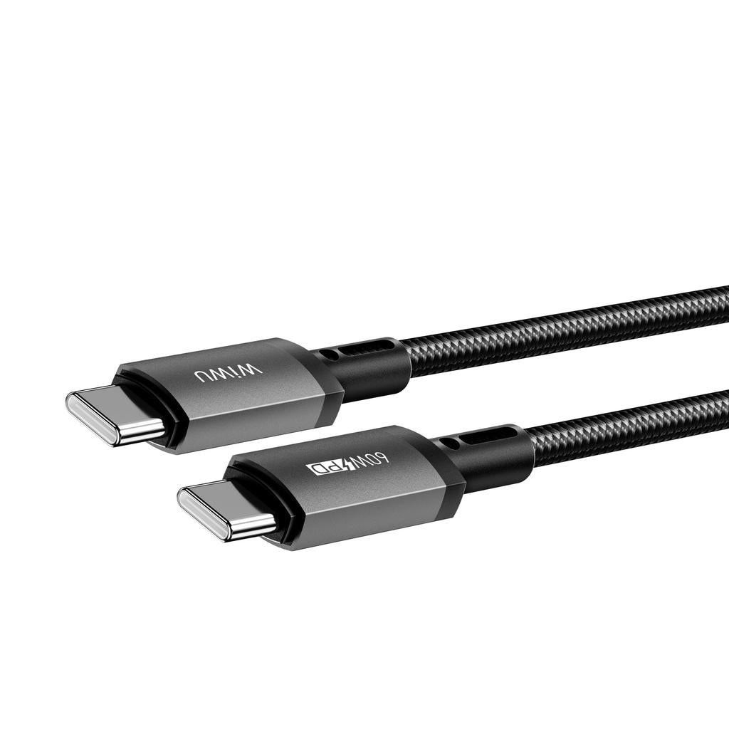 كابل WIWU USB Type-C إلى USB Type-C بقدرة 60 واط PD بطول 1 متر أسود