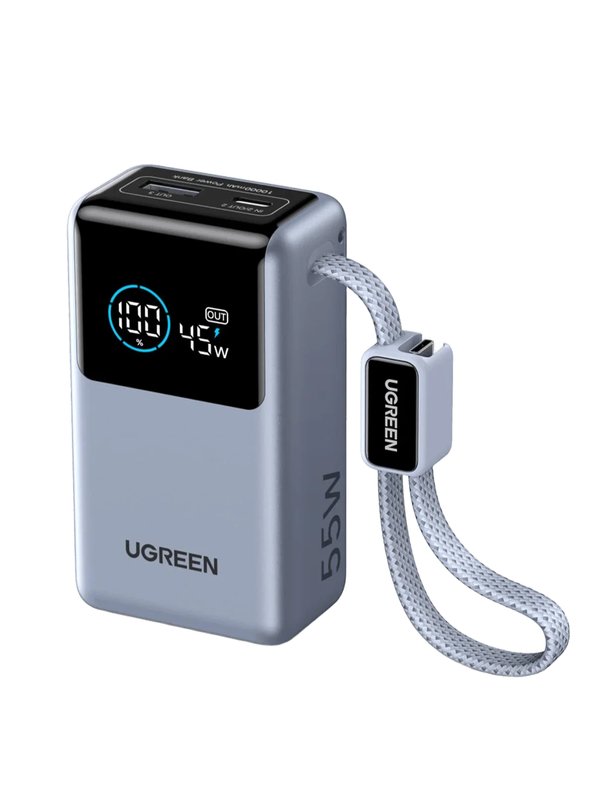 UGREEN 10000mAh 55W Power Bank with Built-in USB-C Cable P727