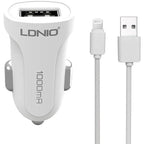 شاحن سيارة LDNIO C17 للآيفون 12 وات أبيض