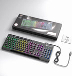 اونيكوما G32 لوحة مفاتيح ألعاب سلكية بغطاء مفاتيح وإضاءة خلفية RGB