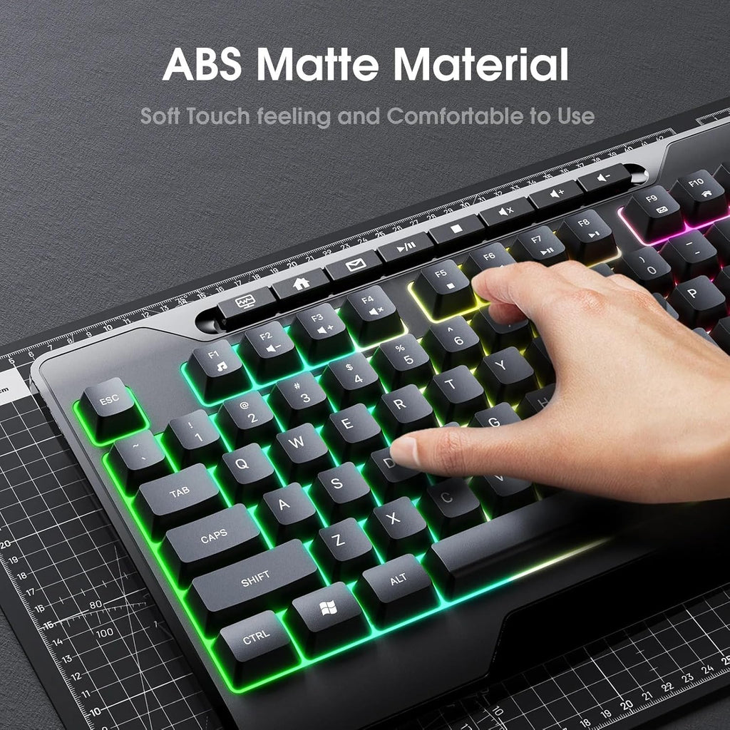اونيكوما G32 لوحة مفاتيح ألعاب سلكية بغطاء مفاتيح وإضاءة خلفية RGB