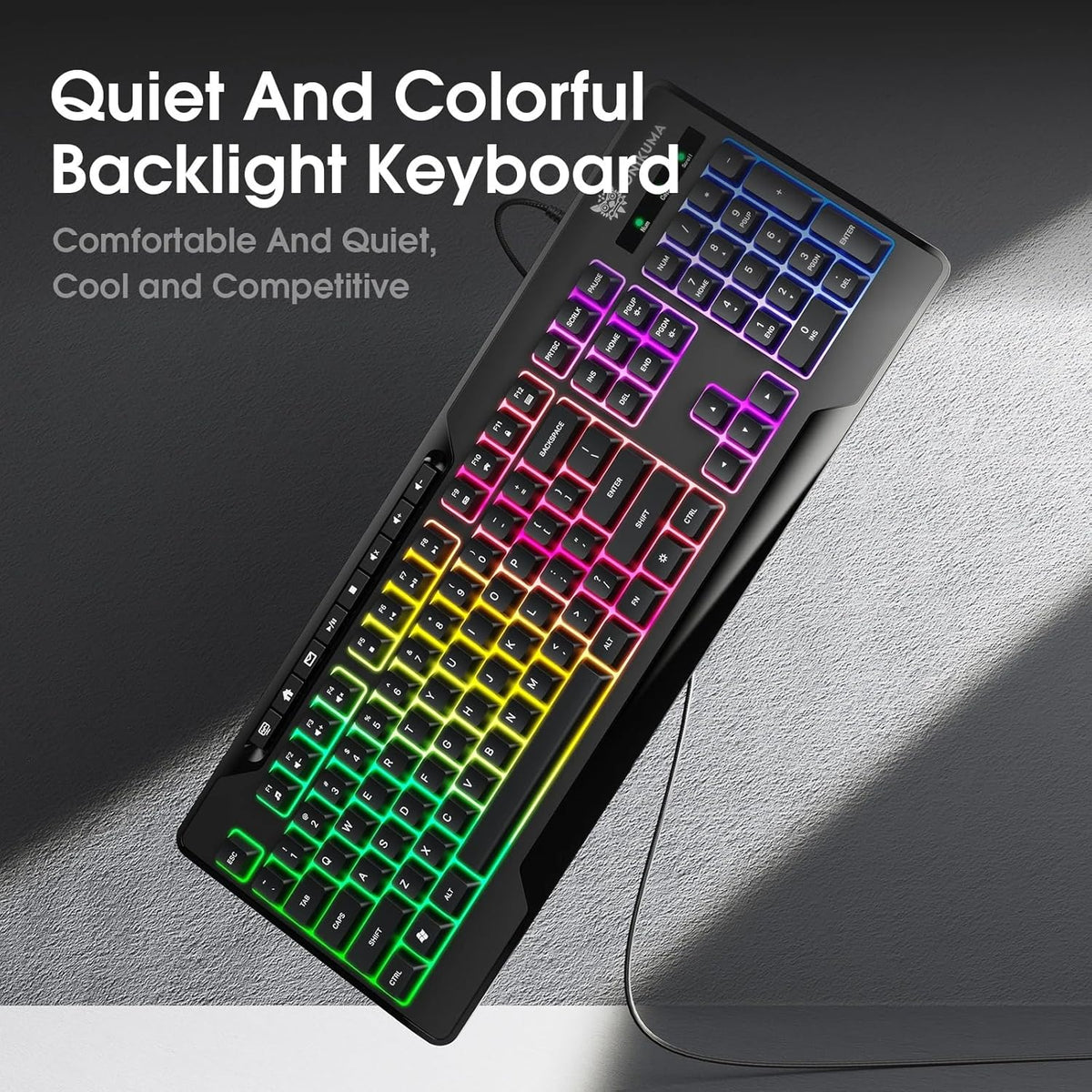 اونيكوما G32 لوحة مفاتيح ألعاب سلكية بغطاء مفاتيح وإضاءة خلفية RGB
