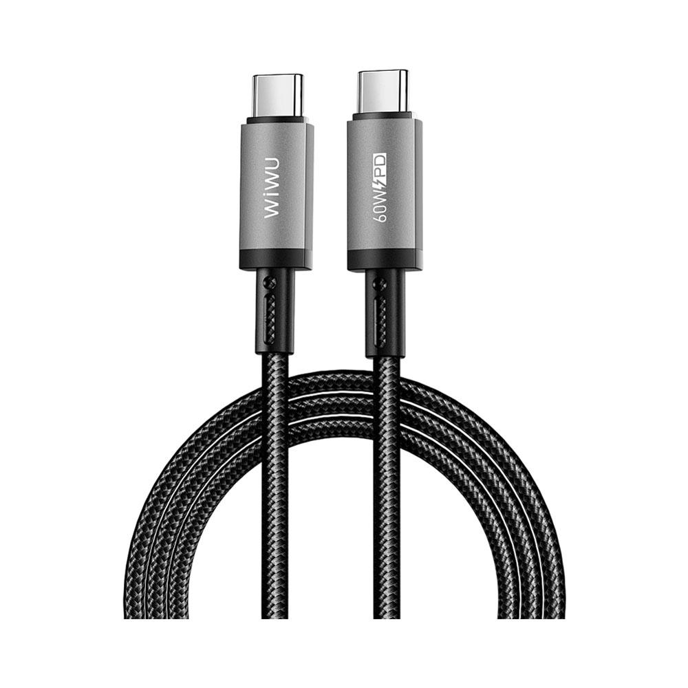 كابل WIWU USB Type-C إلى USB Type-C بقدرة 60 واط PD بطول 1 متر أسود