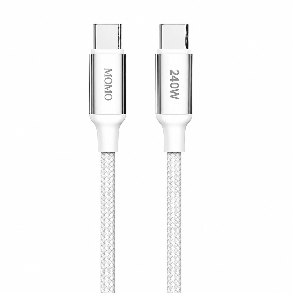 كابل MOMO USB Type-C إلى USB Type-C للشحن السريع 240 واط بطول 1.2 متر أبيض