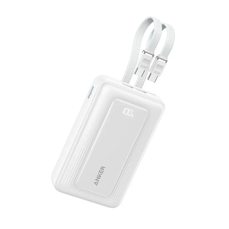 باور بانك Anker Zolo سعة 20000 مللي أمبير 45 وات بكابلين USB-C مدمجين