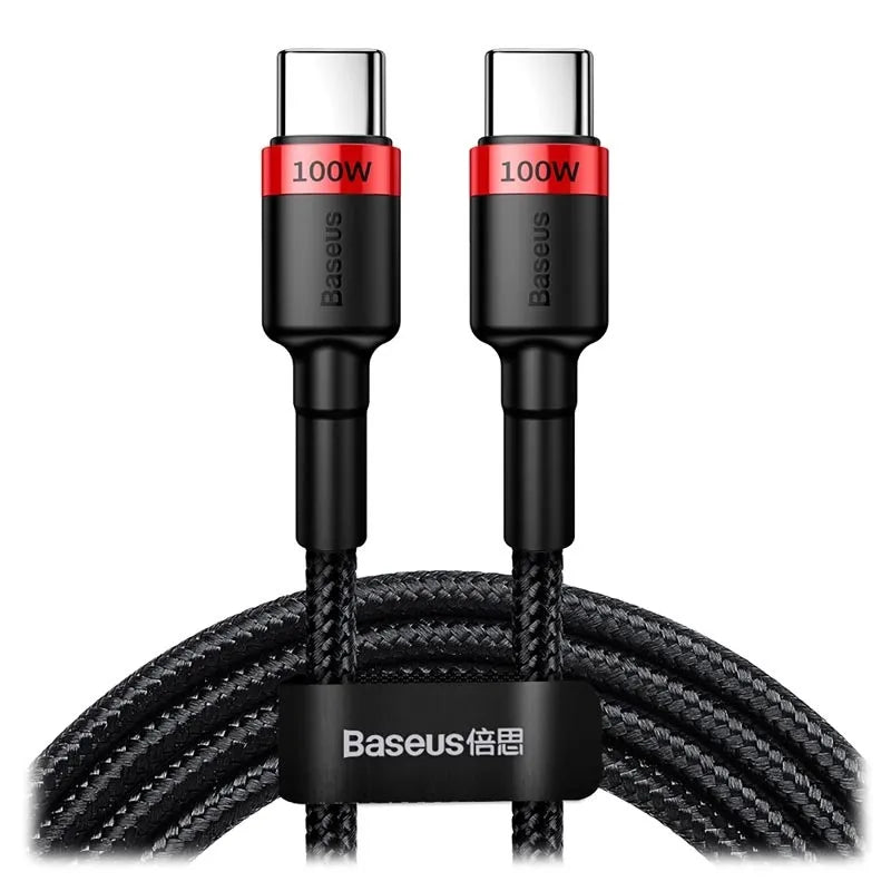 كابل Baseus USB-C إلى USB-C، بقدرة 100 واط، بطول 2 متر