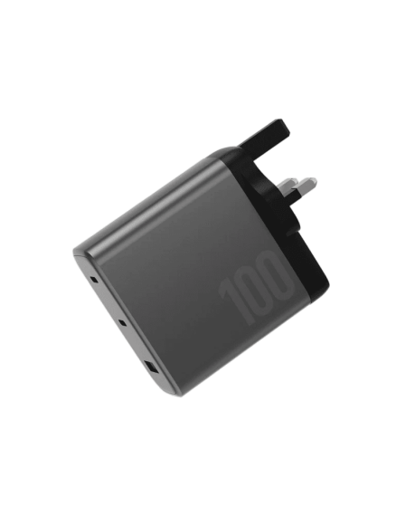 ENERGEA Ampcharge GaN100, 2 Port USB-C + 1 USB-A Wall Charger 100W GUNMETAL