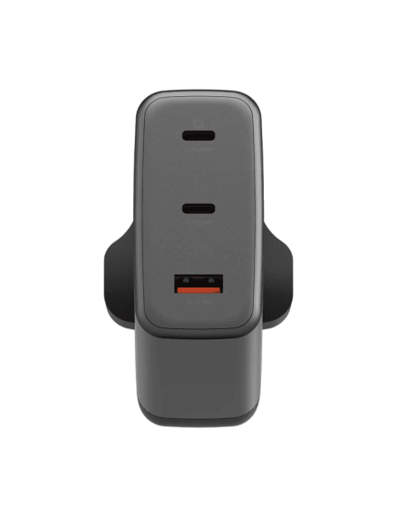 ENERGEA Ampcharge GaN100, 2 Port USB-C + 1 USB-A Wall Charger 100W GUNMETAL