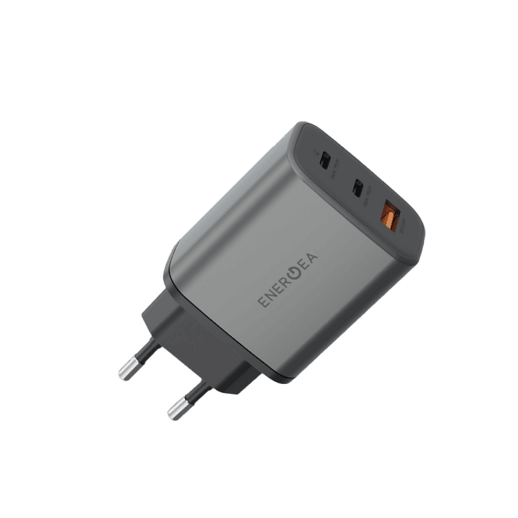 ENERGEA Ampcharge GaN65, 2 Port USB-C + 1 USB-A Wall Charger 65W GUNMETAL