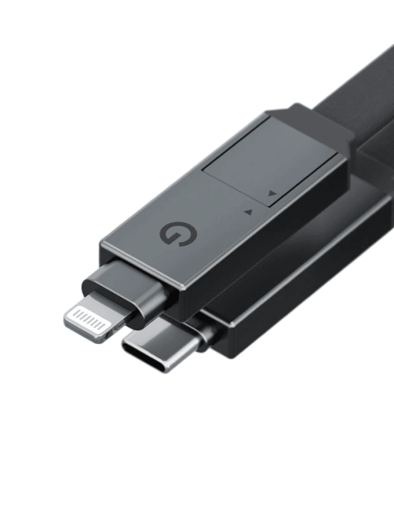 ENERGEA Sheath 2-in-1 USB-C to USB-C + Lightning Cable 60W 15cm GUNMETAL