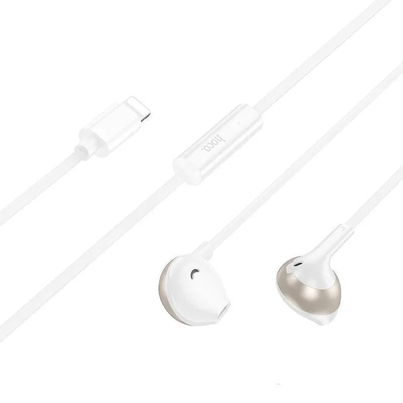سماعات HOCO M115 السلكية بمنفذ Lightning مع ميكروفون ابيض
