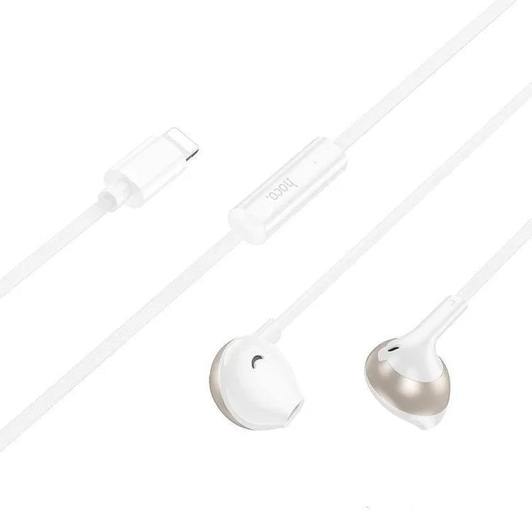 سماعات HOCO M115 السلكية بمنفذ Lightning مع ميكروفون ابيض