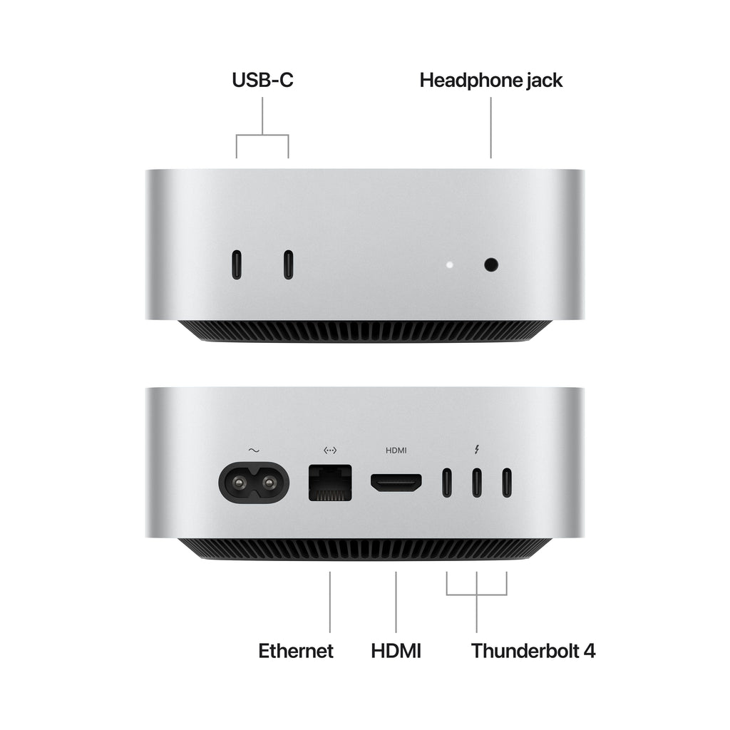 Mac mini: Apple M4 chip with 10-core CPU and 10-core GPU, SSD