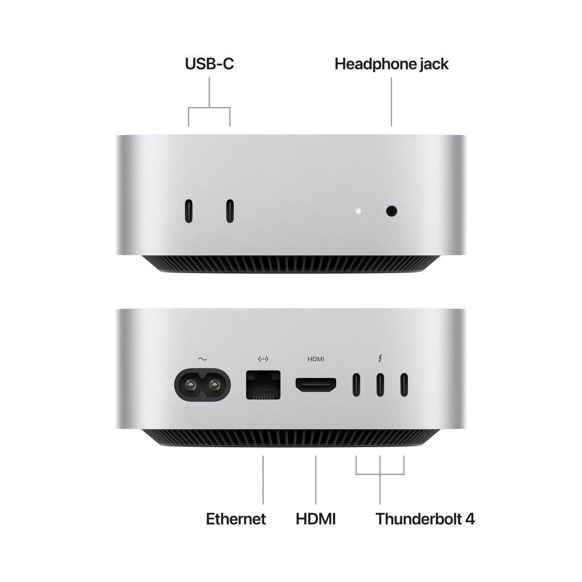 Mac mini: Apple M4 chip with 10-core CPU and 10-core GPU, SSD