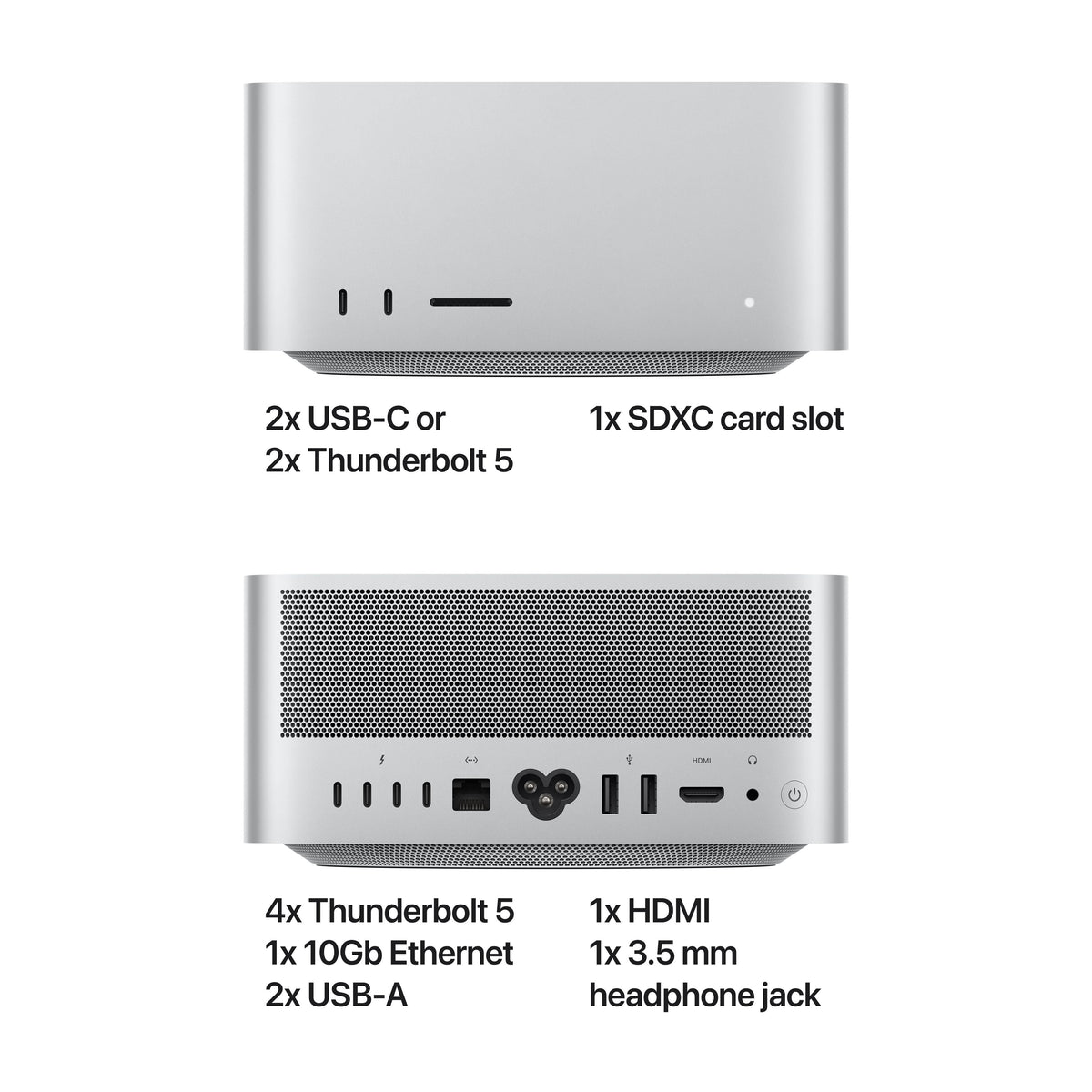 Mac Studio: Apple M4 Max chip with 14‑core CPU and 32‑core GPU, SSD