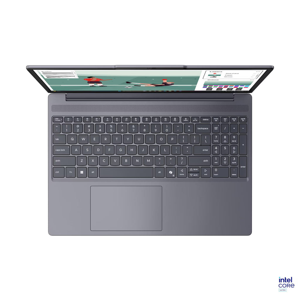 لابتوب Lenovo Slim 3 بمعالج Intel Core Ultra 5 322، ذاكرة 16 جيجابايت، SSD سعة 512 جيجابايت، شاشة 15.3 بوصة WUXGA، لون Luna