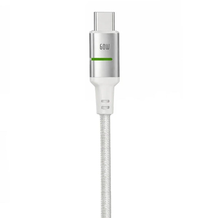 كابل MOMO MO-011023 من Type-C إلى Type-C، شحن سريع 60 وات، 1.2 متر أبيض